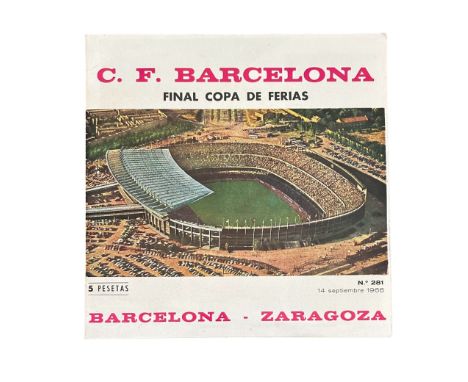 BARCELONA VERSUS REAL ZARAGOZA 1966/67 FOOTBALL PROGRAMME, 14/9/1966, FAIRS CUP FINAL, SCARCE. GENERALLY GOOD