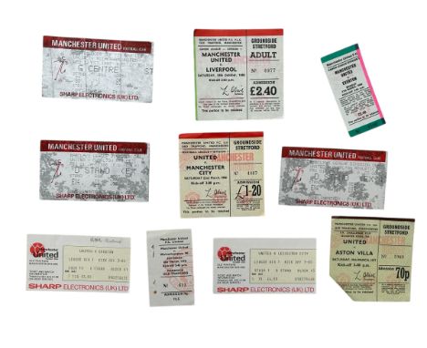 X10 MANCHESTER UNITED 1980S FOOTBALL TICKET STUBS, ROTHERHAM UNITED 12/10/1988, LEICESTER CITY EARLY 1980S, ASTON VILLA FAC Q