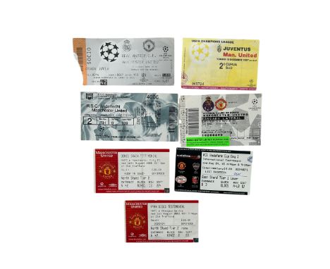 X7 MISCELLANEOUS MANCHESTER UNITED EUROPEAN FOOTBALL TICKET STUBS, PORTO AWAY 19/3/1997, JUVENTUS 10/12/1997, REAL MADRID 04/