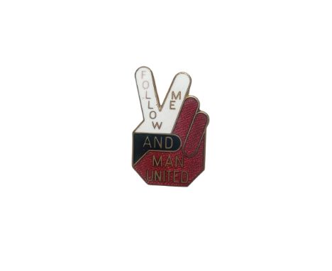 1970S MANCHESTER UNITED ENAMEL PIN BADGE, FOLLOW ME AND MANCHESTER UNITED, REEVES &amp; CO.