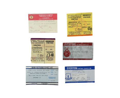 X6 MANCHESTER UNITED 1970-80S FOOTBALL TICKET STUBS, MANCHESTER CITY 5/5/1976, EVERTON AWAY 09/09/1989, LIVERPOOL AWAY 26/12/