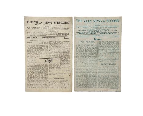 X2 ASTON VILLA 1940S HOME FOOTBALL PROGRAMMES, STOKE CITY 1943/44 11/3/1944 CUP ISSUE (CREASES/ FOLDS NOTED), BLACKPOOL 1946/