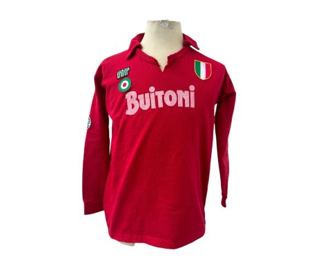 NAPOLI 1987/88 MATCH WORN FOOTBALL SHIRT, ENNERRE PRODUCT, AS WORN BY NAPOLI WITH THE SCUDETTO/ TRICOLOR CREST IN THE SEASON 