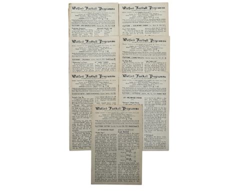 X7 WATFORD FC 1922/23 EX BINDER FOOTBALL PROGRAMMES, COVERS REMOVED, LUTON 18/11/22, WEST HAM BOYS 13/1/23, COVENTRY 5/5/23, 