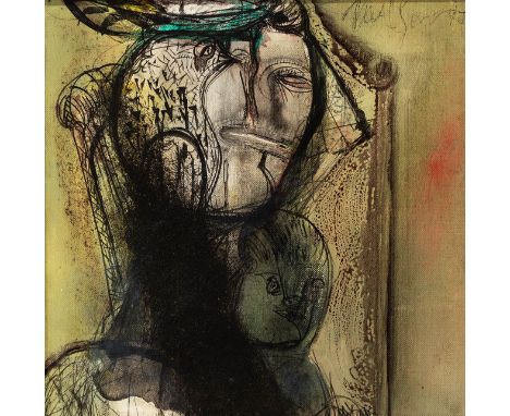 NELSON DOMÍNGUEZ (Santiago de Cuba,1947)."Composition", 1994.Mixed media on canvas.Signed and dated in the upper right corner