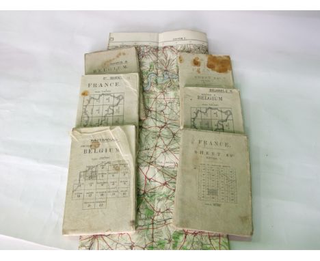 A set of seven WWI cloth maps of France and Belgium scale 1/100,000