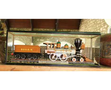 A well detailed painted timber model of a typical American 4.4.0. Steam Engine of the 1880's, Baltimore and Ohio Railroad, se