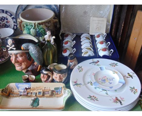 A collection of Royal Doulton wares comprising a figure of Fleur HN2368, a large character jug Long John Silver D6335, a Toby