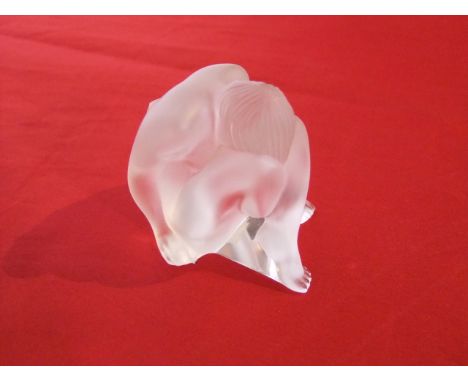 A Lalique frosted crystal model of a seated female nude - 'Nude Venus', stickered to underside 11917 and signed Lalique, Fran