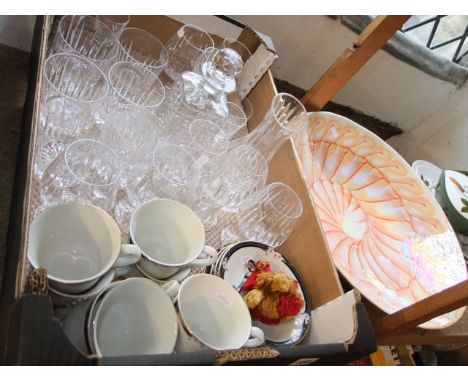 Clear cut drinking glasses to include six tumblers, six snifters, other wines etc and a carafe, all with vertical cut detail 
