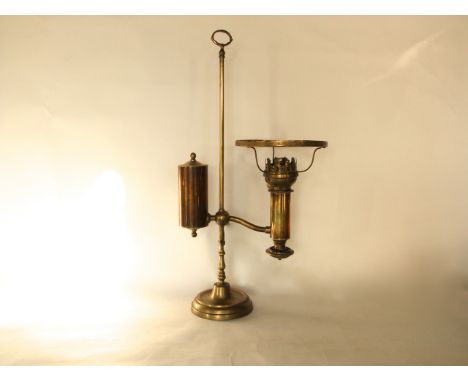 A Brass oil burning lamp converted to electricity with Hinks burner, 61cm tall approx