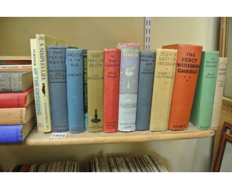 A collection of vintage books, aviation related, mainly novels including Biggles and other schoolboy novels, 50 volumes appro