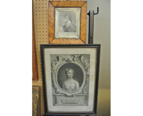 Two 18th century black and white portrait engravings, one showing Lord Talbot, Lord High Chancellor 1739, the other Frances, 