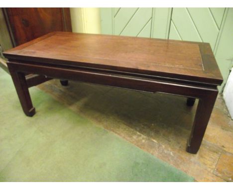A Chinese hardwood occasional table of low form together with a very similar Chinese plant or lamp stand of square cut form o
