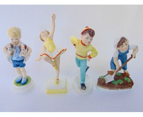 A collection of four Royal Worcester Days of the Week series figures comprising Saturday's Child Works Hard For A Living 3524