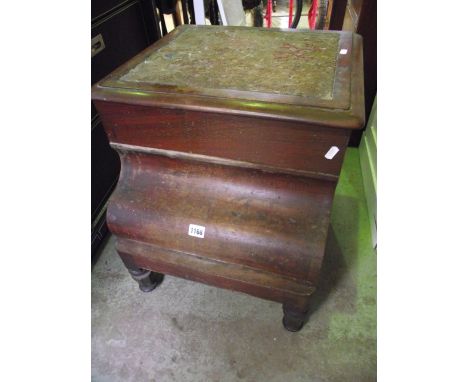 A Victorian mahogany step commode with shaped front and inset carpet top, together with a nest of three good quality reproduc