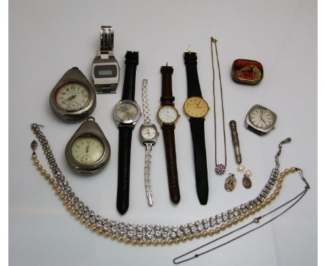 A white metal open-faced pocket watch, the white enamelled dial with black Arabic numerals, subsidiary dial for seconds, cont