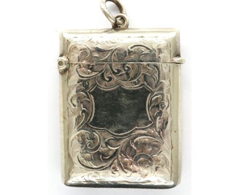 Hallmarked silver vesta case, Birmingham assay, 25g. P&amp;P Group 1 (£14+VAT for the first lot and £1+VAT for subsequent lot