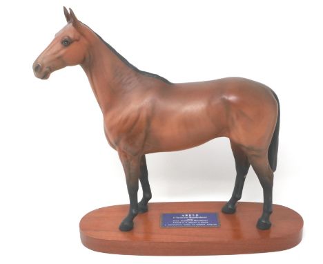 Beswick Connoisseur model, Arkle, raised on wooden plinth, overall H: 30 cm, no cracks or chips. P&amp;P Group 2 (£18+VAT for