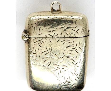 Hallmarked silver vesta case, Birmingham assay, 20g. P&amp;P Group 1 (£14+VAT for the first lot and £1+VAT for subsequent lot