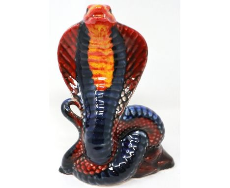 Anita Harris cobra, signed in gold, H: 21 cm, no cracks or chips. P&amp;P Group 2 (£18+VAT for the first lot and £3+VAT for s
