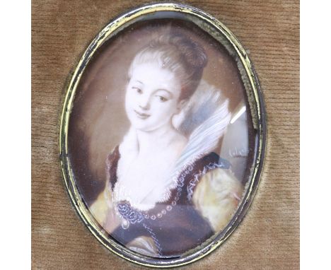 Portrait miniature of a young lady, 80 x 60 mm. P&amp;P Group 2 (£18+VAT for the first lot and £3+VAT for subsequent lots) 