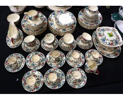 One hundred and eight piece Royal Cauldron dinner/tea service in the Victoria pattern, crazing and surface scratches througho