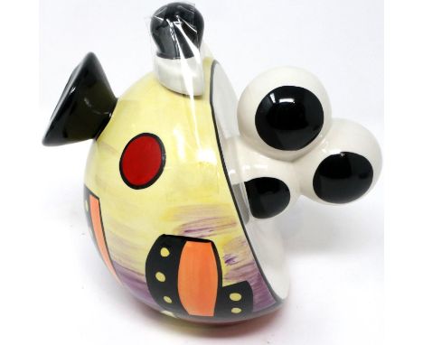 Lorna Bailey balloon handled teapot in the Manhattan pattern, H: 19 cm, no cracks or chips. P&amp;P Group 2 (£18+VAT for the 