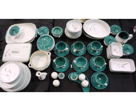 Large Denby tea service in the Green Wheat pattern, seventy three pieces, use wear throughout, chips to some pieces. This lot
