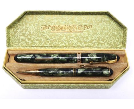 The Unique Pen and Pencil set with 14ct gold nib. P&amp;P Group 1 (£14+VAT for the first lot and £1+VAT for subsequent lots) 