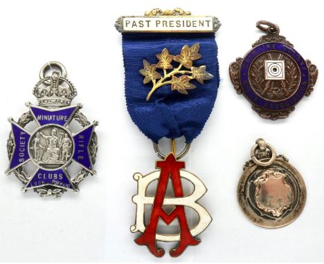 Cheshire county Rifle Association fob and three others to include a hallmarked silver example (4). P&amp;P Group 1 (£14+VAT f