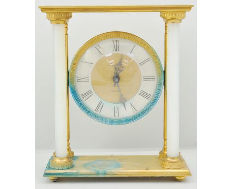 Kaur Lavigne, Paris, Pfenninger Portico clock, brass and perspex case, the case the dial Roman numerals, height 25cm.