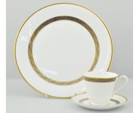 Royal Doulton part tea and dinner service, Harlow pattern, with blue and gilt decoration, 1 box.