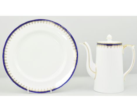 Extensive Aynsley bone china dinner service, decorated in cobalt blue and gilt border, No. 8213, approximately 195 pieces.