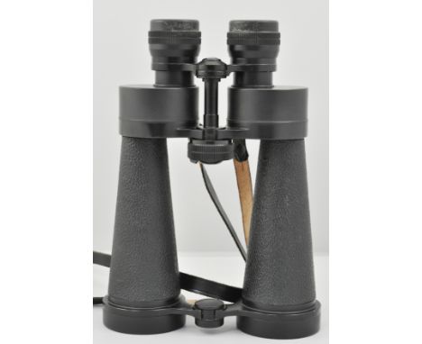 Pair of Barnes & Stround 12x binoculars, length 24cm, cased, a cine Kodak Royal Magazine cine camera, other cameras and a col