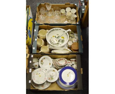 Ceramics and Glass - a Portmerion ladle, punch bowl; Rialto part tea service; others; cake stands; cut glass bowl; others; et