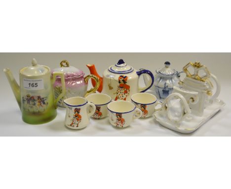 Decorative Ceramics - Corona Ware Little Miss Muffet children's part tea set; Victorian lustre ware miniature teapot; studio 