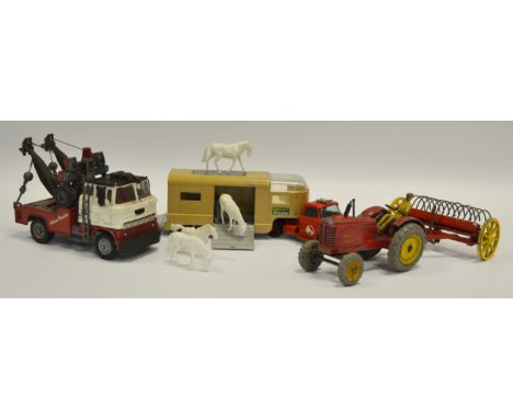 Toys - Corgi major toys Holmes wrecker; Ascot stable articulated horse van with horses; a Dinky Massey Harris tractor with at