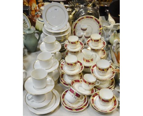 A Bavarian dinner service comprising dinner plate, side plates, soup bowls, cups & saucers; a Staffordshire part tea service,