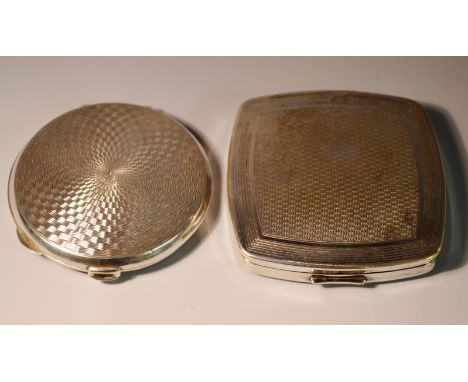 Powder Compacts - a silver circular engine turned compact, Broadway & Co, Birmingham 1950; a Regent of London silver platedl 