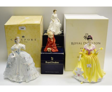 A Royal Worcester figure, The First Quadrille; a Royal Doulton Welsh Beauty; others; This Little Pig; Harmony 