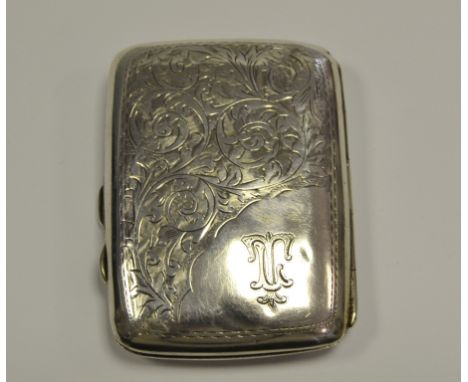 A George V silver rounded rectangular cigarette case, J Gloster Ltd, Birmingham 1917