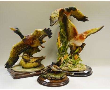 Ducks - Country Artists by Richard Cooper & Co. model of duck in pond; The Juliana Collection model of two ducks in flight; G
