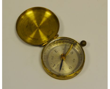 A 19th century brass travelling pocket compass