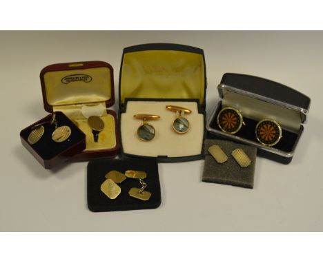 A pair of gentleman's silver cufflinks; others, various