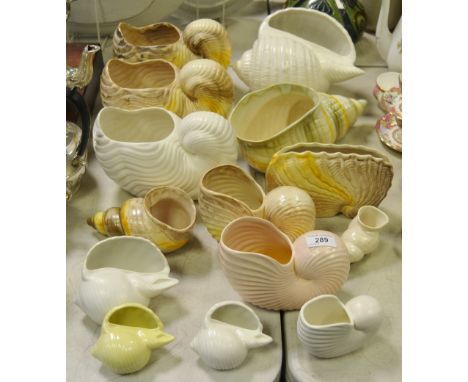 Ceramic Conchology -  a Shorter and Son Nautilus shell vase, another; a shorter and son fresh water clam; others; etc