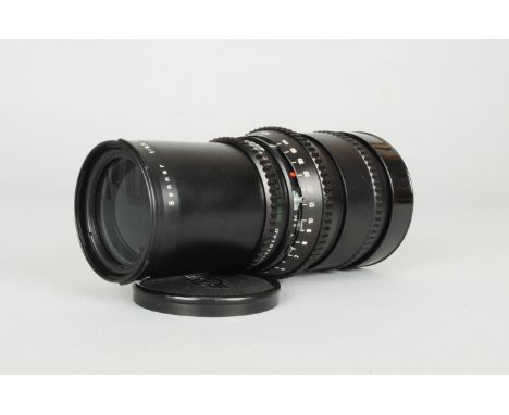 A Hasselblad Carl Zeiss Sonnar T* 250mm f/5.6 Lens, serial no 6288885, barrel G-VG, some light marks, elements VG, slight int