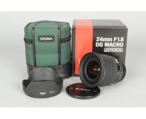 A Sigma EX 24mm f/1.8 Nikon AF-D Mount Lens, DG macro aspherical lens, in maker's box, with manual, barrel VG-E, elements VG-