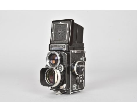 A Rolleiflex 2.8F K7F TLR Camera, serial no 2443481, 12 frames counter, body VG, shutter working, meter responds to light, wi