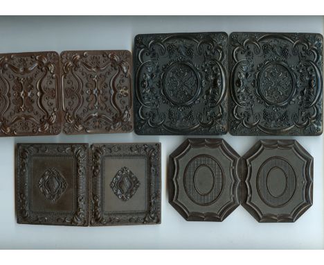  Geometric Union Cases,  2-33, G, chip to one corner, Rare, Scovill Manufacturing, Vine and Fruit Motifs around Geometric Cen